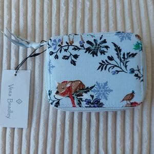 Vera Bradley small pill case in the "Merry Mischief Snow Day" pattern deer Chris